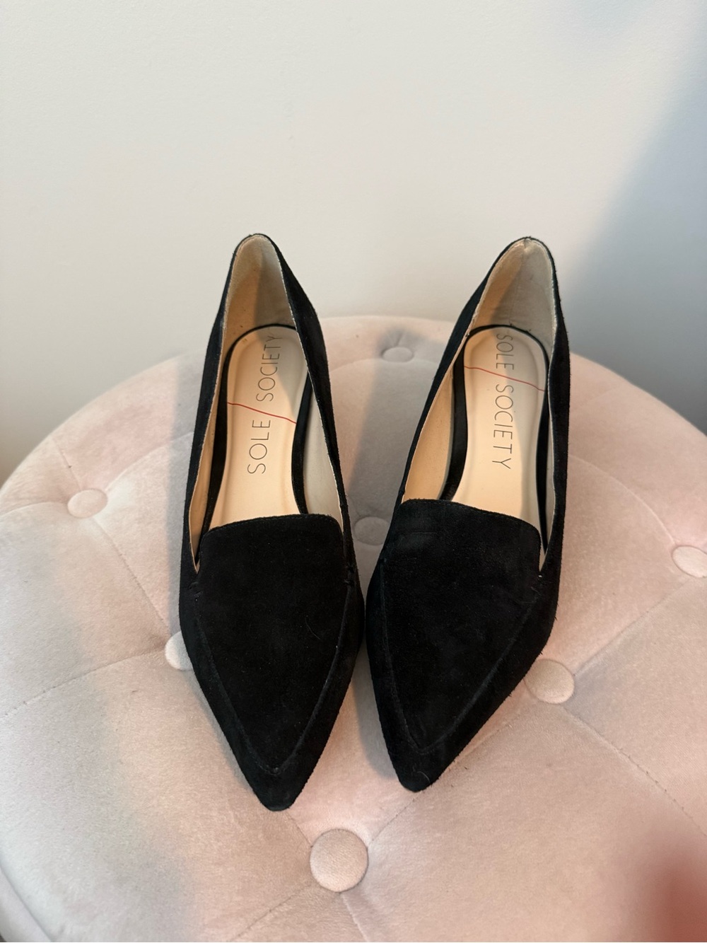 Sole Society Black Suede Pointed Toe Heels